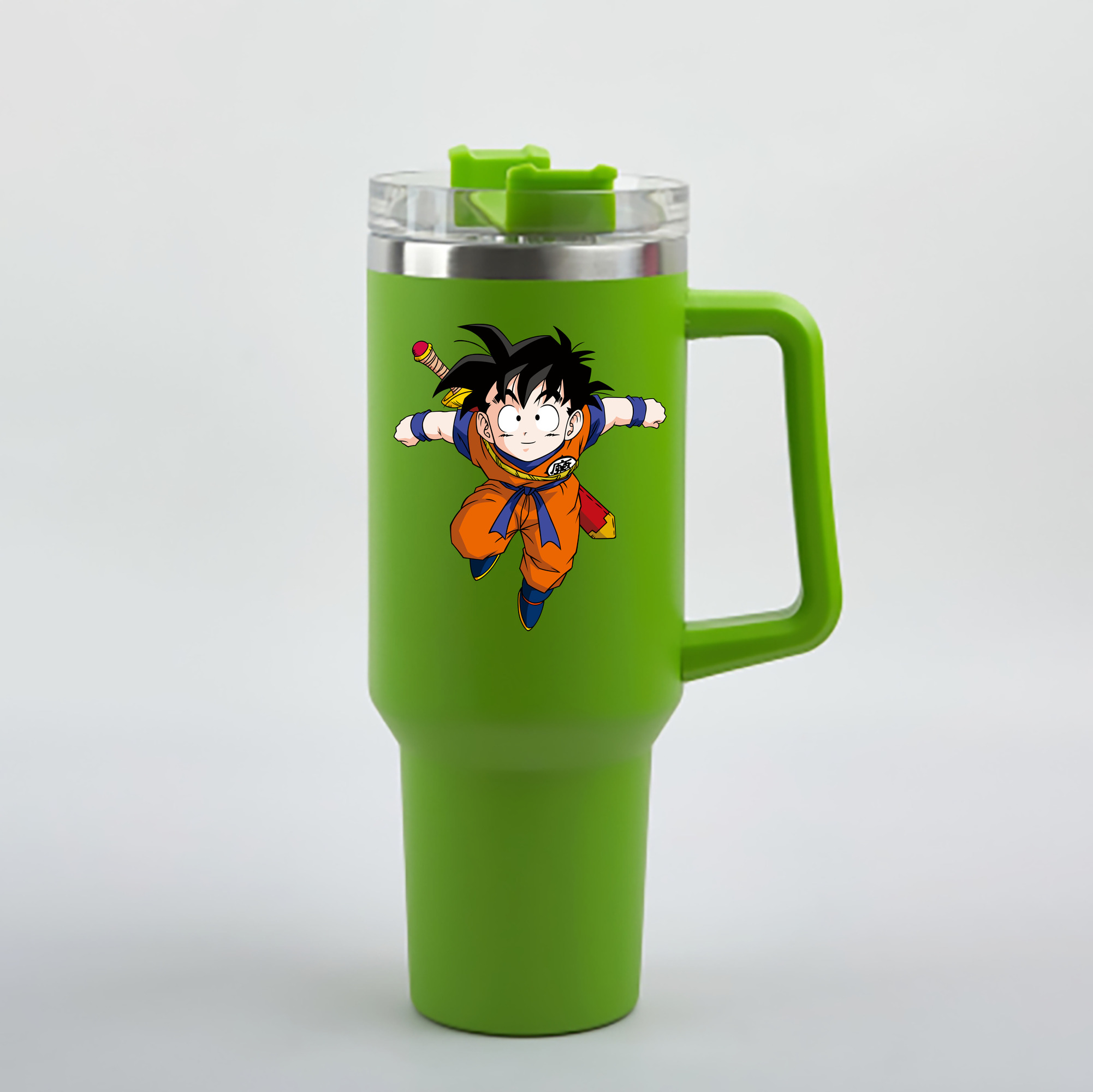（画像用） ドラゴンボール 孫悟空（そん ごくう）Son Goku カカロット DRAGON BALL Kakarotto 1200mL車用タンブラー - クリスタルステッカー（プラスチックストロー付き）